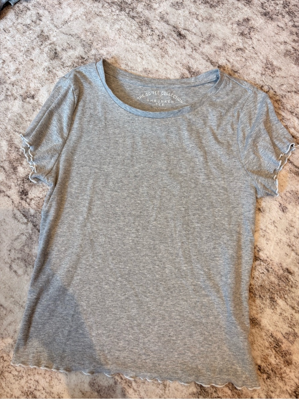 Gray Ribbed  Tee
